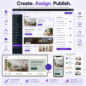 Banneretor features for WordPress pages products and categories