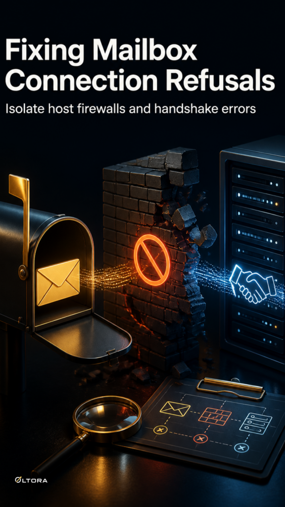 Fixing Mailbox Connection Refusals – Isolate host firewalls and handshake errors workflow graphic