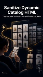 Sanitize Dynamic Catalog HTML – Secure your WooCommerce infinite scroll feeds comparison graphic
