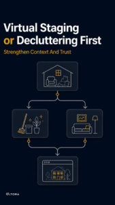 Virtual Staging or Decluttering First – Strengthen Context And Trust workflow graphic