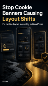 Stop Cookie Banners Causing Layout Shifts – Fix mobile layout instability in WordPress comparison graphic