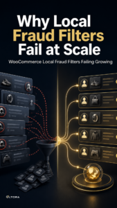Why Local Fraud Filters Fail at Scale – WooCommerce Local Fraud Filters Failing Growing editorial diagram