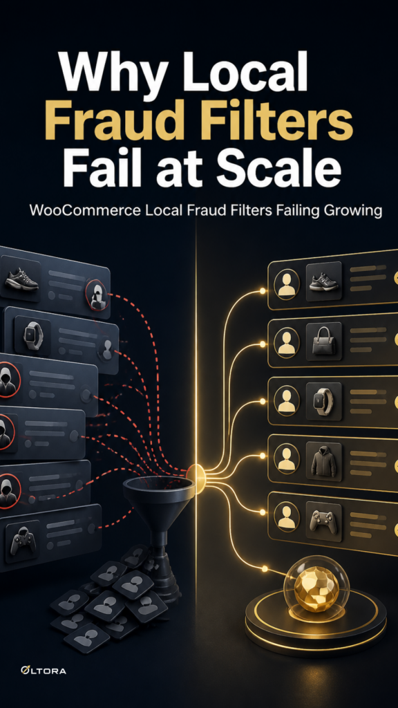 Why Local Fraud Filters Fail at Scale – WooCommerce Local Fraud Filters Failing Growing editorial diagram