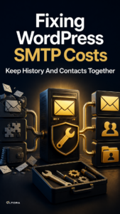 Fixing WordPress SMTP Costs – Keep History And Contacts Together comparison graphic