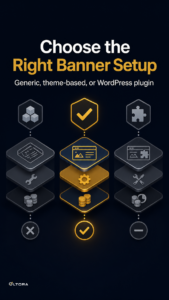 Choose the Right Banner Setup – Generic, theme-based, or WordPress plugin comparison graphic