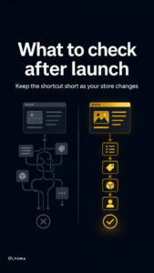 What to check after launch – Keep the shortcut short as your store changes checklist graphic
